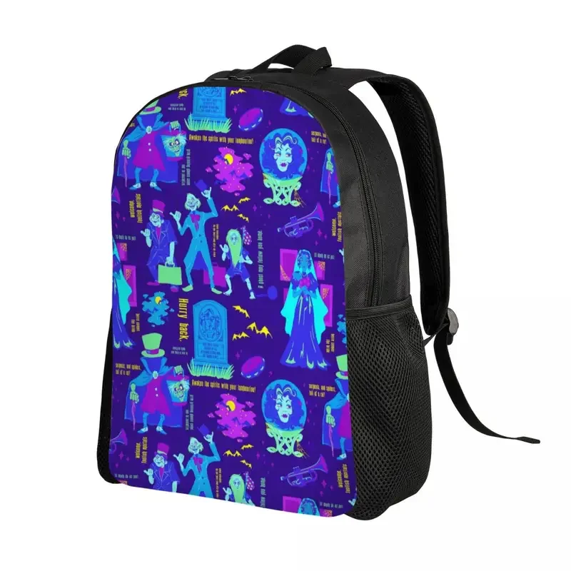 Mochilas personalizadas Happy Haunts, Haunted Mansion Grim Grinning Ghost School, bolsas de viaje universitarias, bolsa de libros para computadora portátil de 15 pulgadas