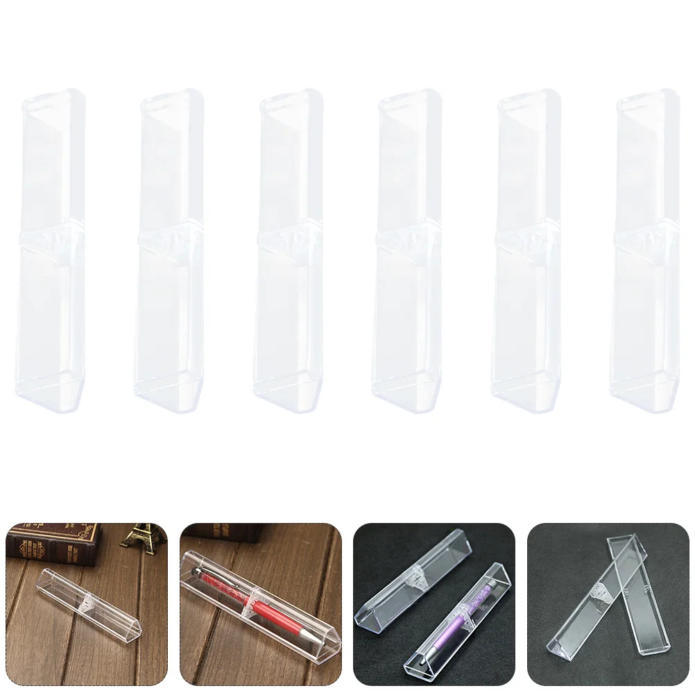 

6 pcs Plastic Pen Box Multi functional Transparent Stationery Case For Students Kids Pen Storage Box Desk ganizer