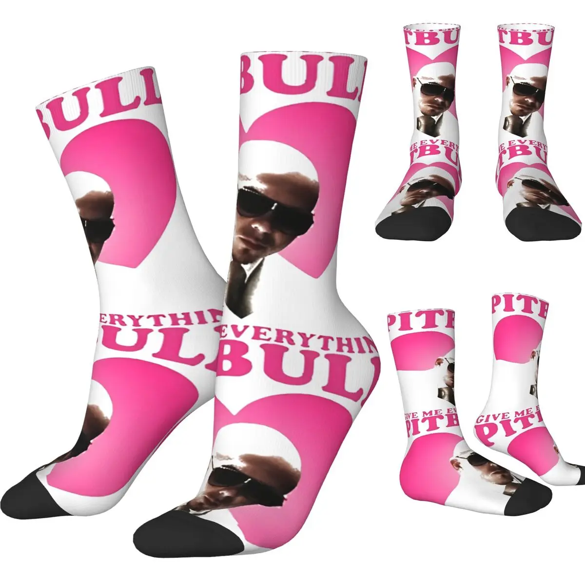 PitBull Give Me Everything Chaussettes pour hommes et femmes, Chaussettes coordonnantes, Bas Kawaii, Sports de plein air, Moyen, Doux, Imprimé, Hiver