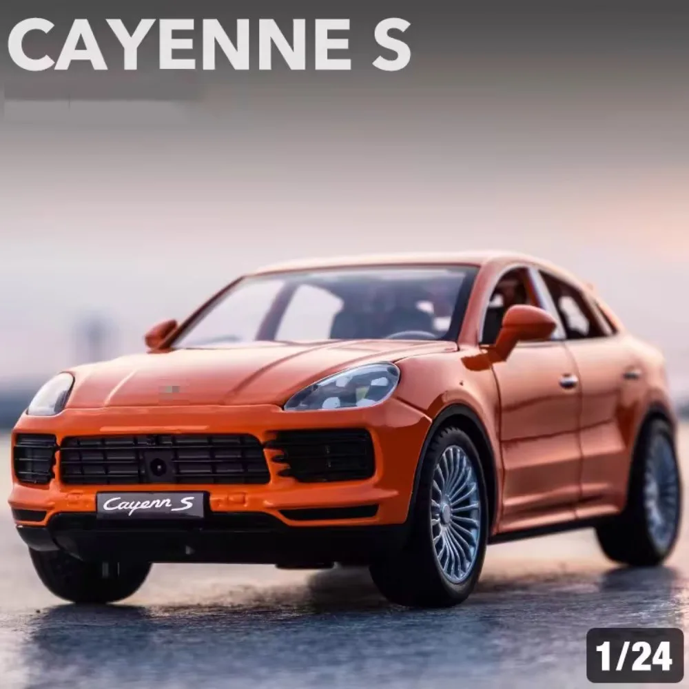 1/24 Cayenne S Car Toy Model Diecast Alloy Sound Light Pull Back 6 Door Opened Rubber Tire High Simulation Vehicles Decoration