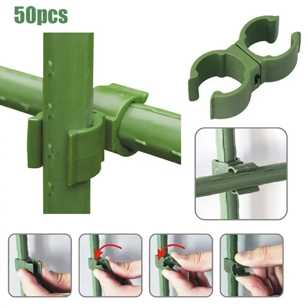 

50pcs Plastic Clips Plant Support Fixed Connector 11mm Fixed Bracket Climbing Pergola Connector For Gardening Climbing Frame ﻿