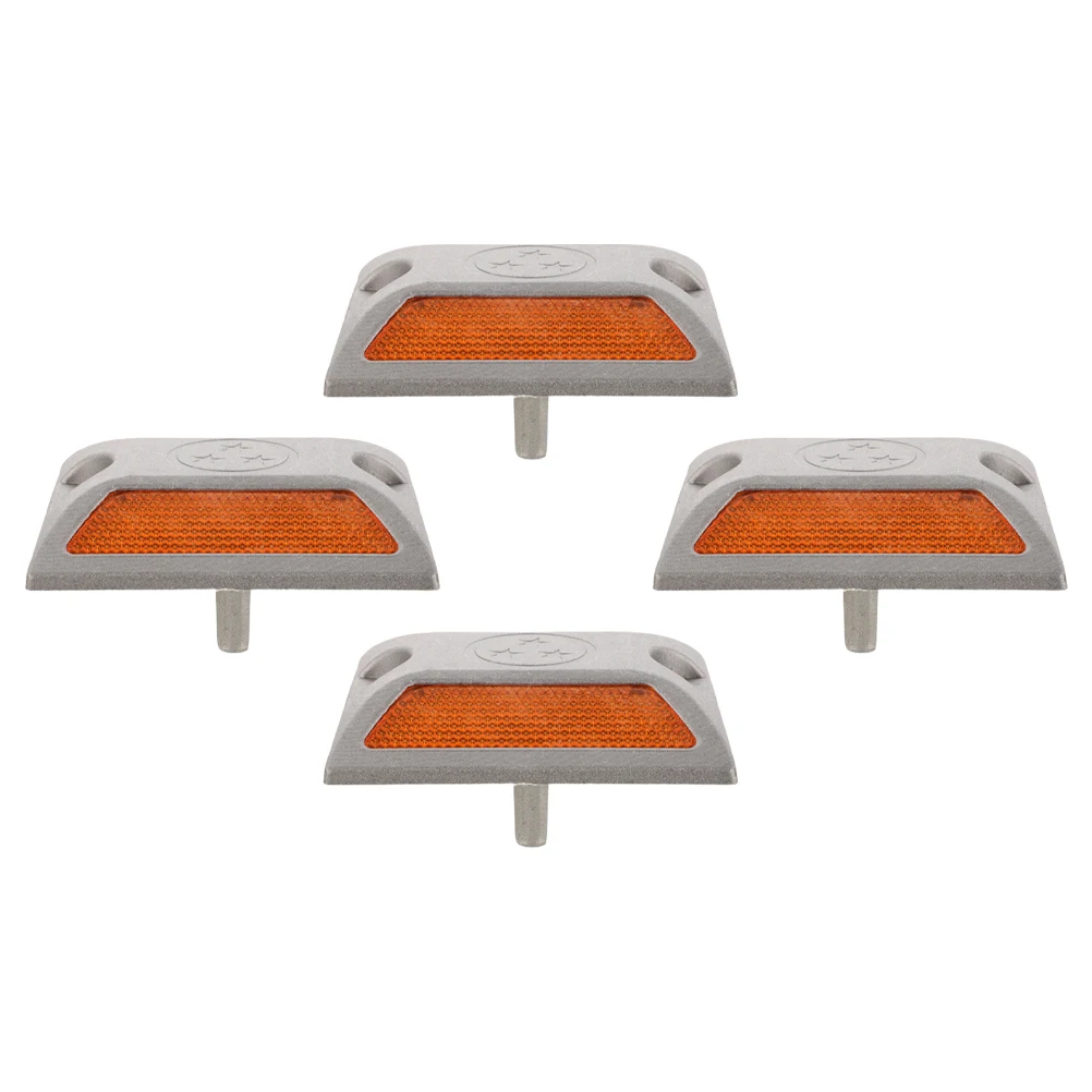 

4 Pcs Reflective Road Signs Cast Aluminum Night Safety Pavement Markers Warning Sign Anti Tailgating Lights Strobe Garden Decor