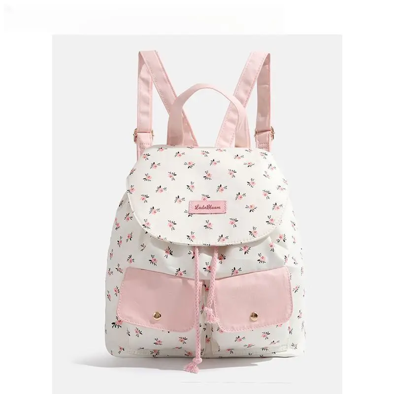 

Симпатичный студенческий школьный рюкзак с несколькими карманами и цветочным принтом из холста, дорожный рюкзак большой вместимости для девочек