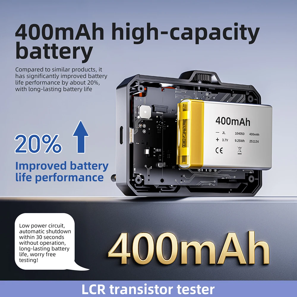 LCR-D2 Transistortester Hochpräziser Multifunktionaler Elektronischer Komponentendetektor für Kondensator-, Widerstands-, MOS- und FET-Tests – Detail 14