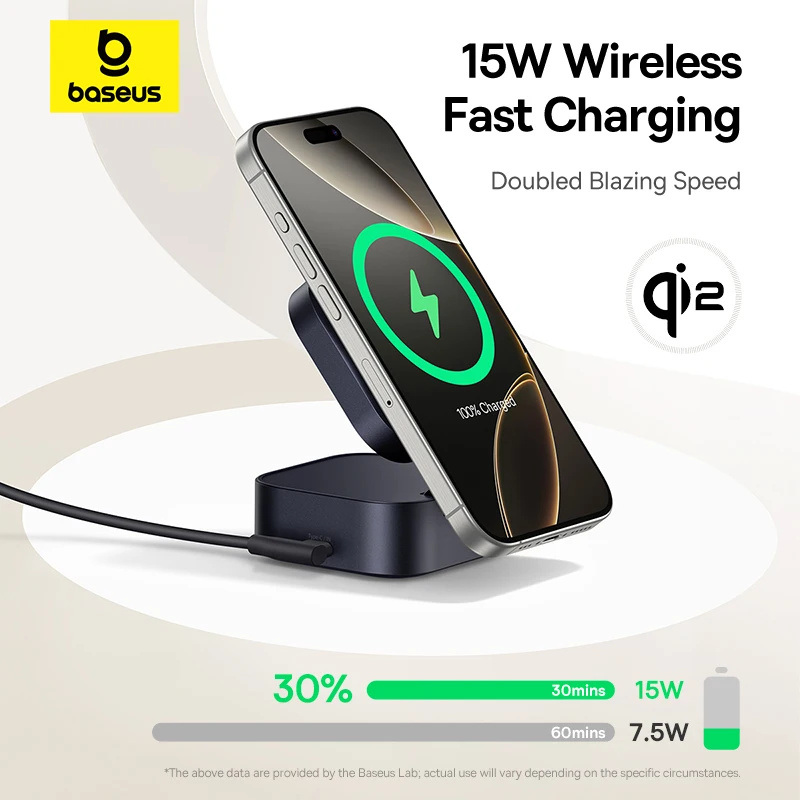 Baseus Qi2 15W Magnetic Wireless Charger 67W 2-in-1 Phone Laptop Fast Charging Dock Station For Macbook iPhone 16 14 15 Samsung