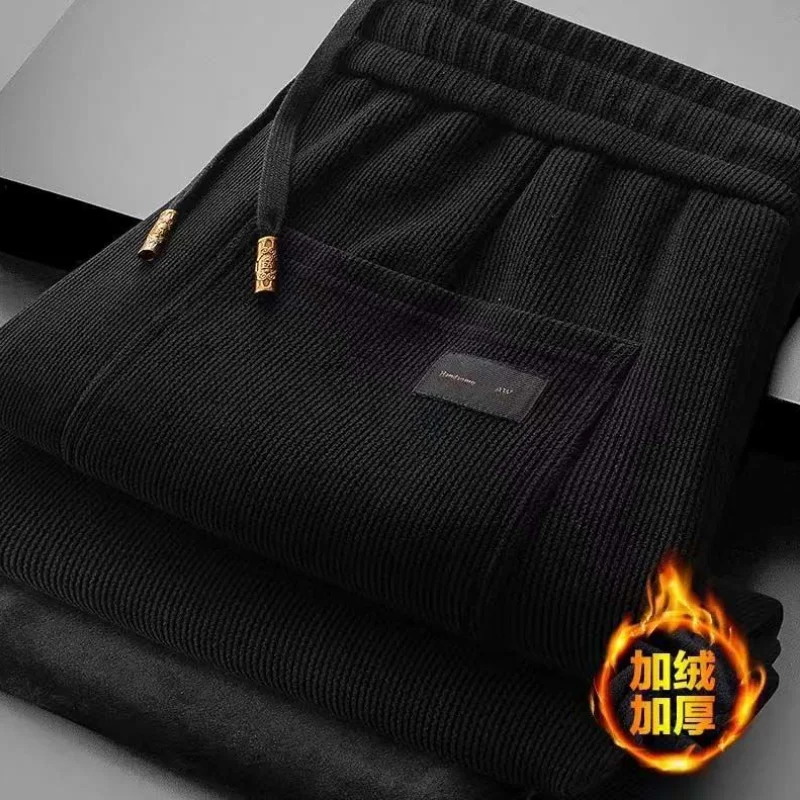 

Men's Clothing Sweatpants Men's Autumn and Winter Velvet Chenille Clothes Elastic Straight Leg Pants Casual Wide Leg Pants New