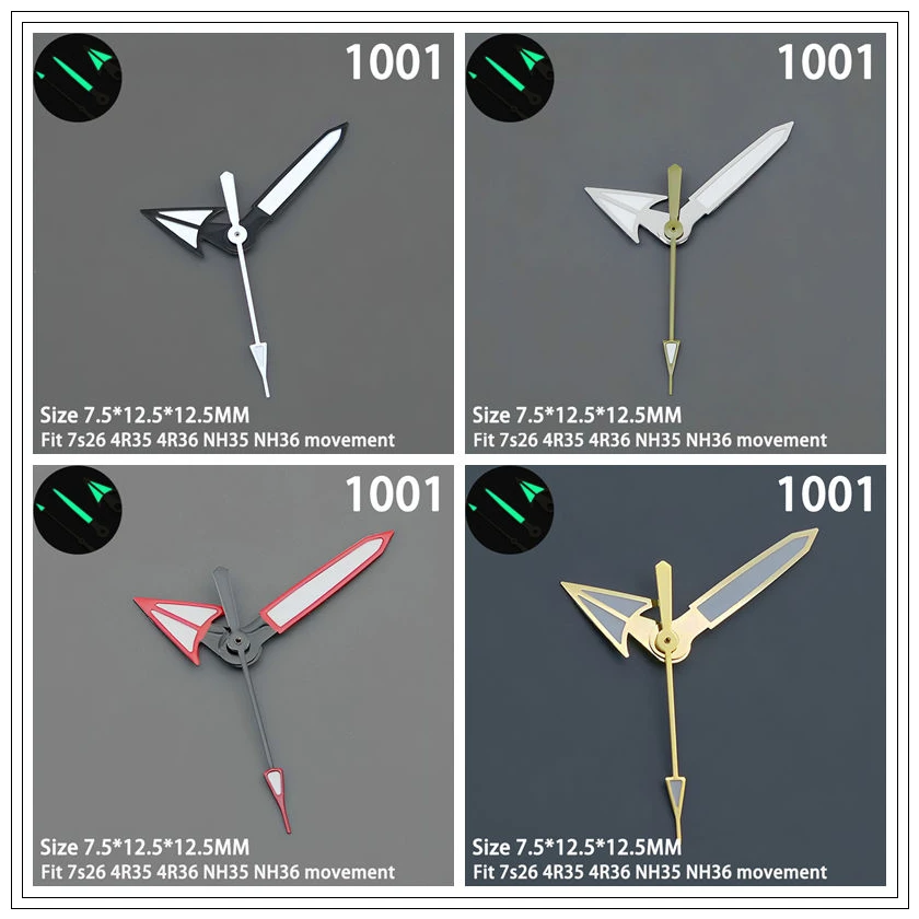 Gold And Silver Black Red Nh35 Hands Watch Hands