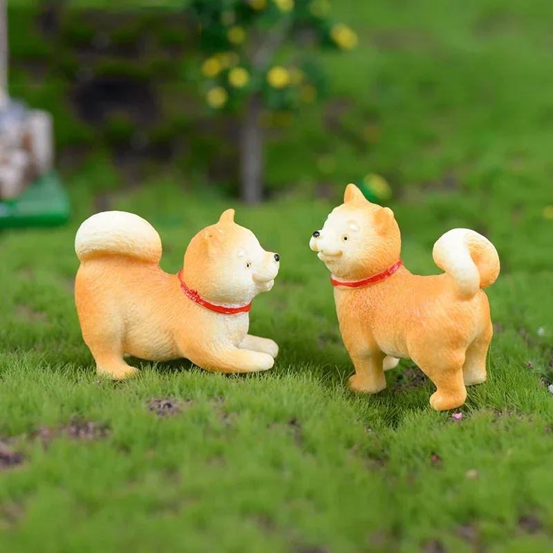 2PCS Akita Dog Figurine Decoration Craft Miniature Model Home Decoration Cute Accessories Desktop Garden Decoration