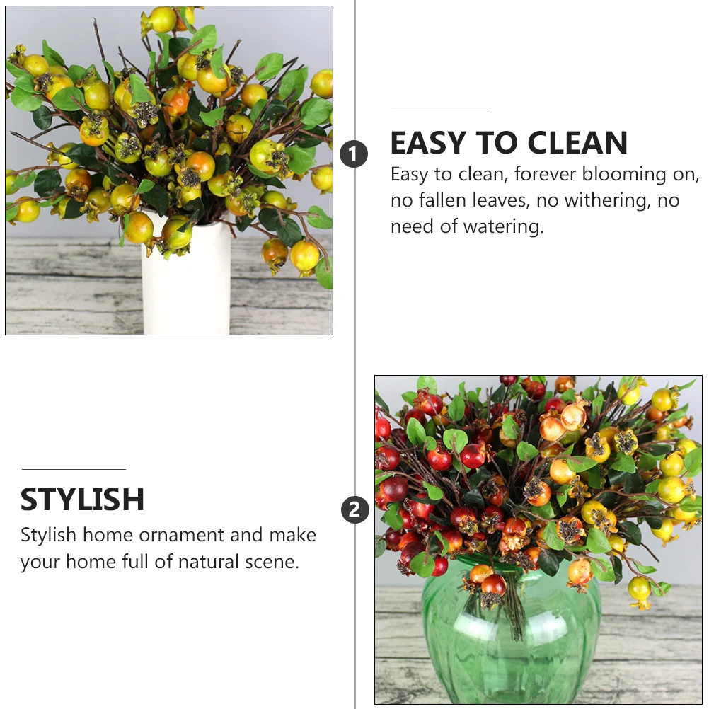 

2Pcs Simulation Pomegranate Bunch Decorative Fake Flower for Home Living Room Bedroom Dining Room Fake Flower Decor