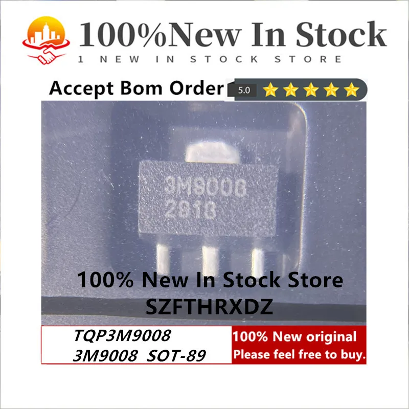 

100% NEW ORIGINAL TQP3M9008 SOT89 3M9008 SOT-89 RF Amp Chip Single GP 4GHz 5.25V 4-Pin (10PCS)