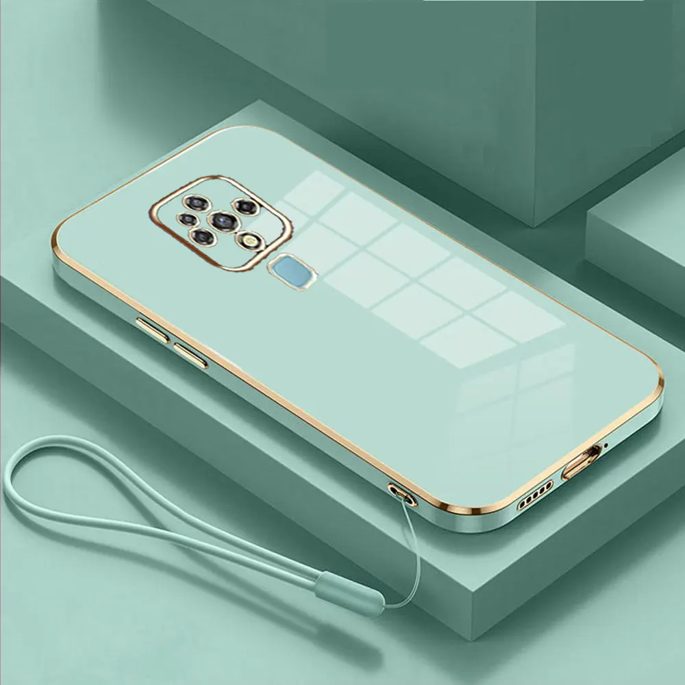 Para Tecno Camon 16 funda de lujo chapada cuadrada Tecno Camon 16 funda de teléfono CE7 CE7j CE9h funda trasera de silicona suave a prueba de golpes Fundas