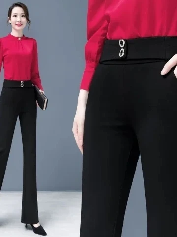 

High Waist Slimming Bell Bottom Pants for Women in Guangzhou Thirteen Rows Spring Autumn Popular plus Size Concealing Drapey