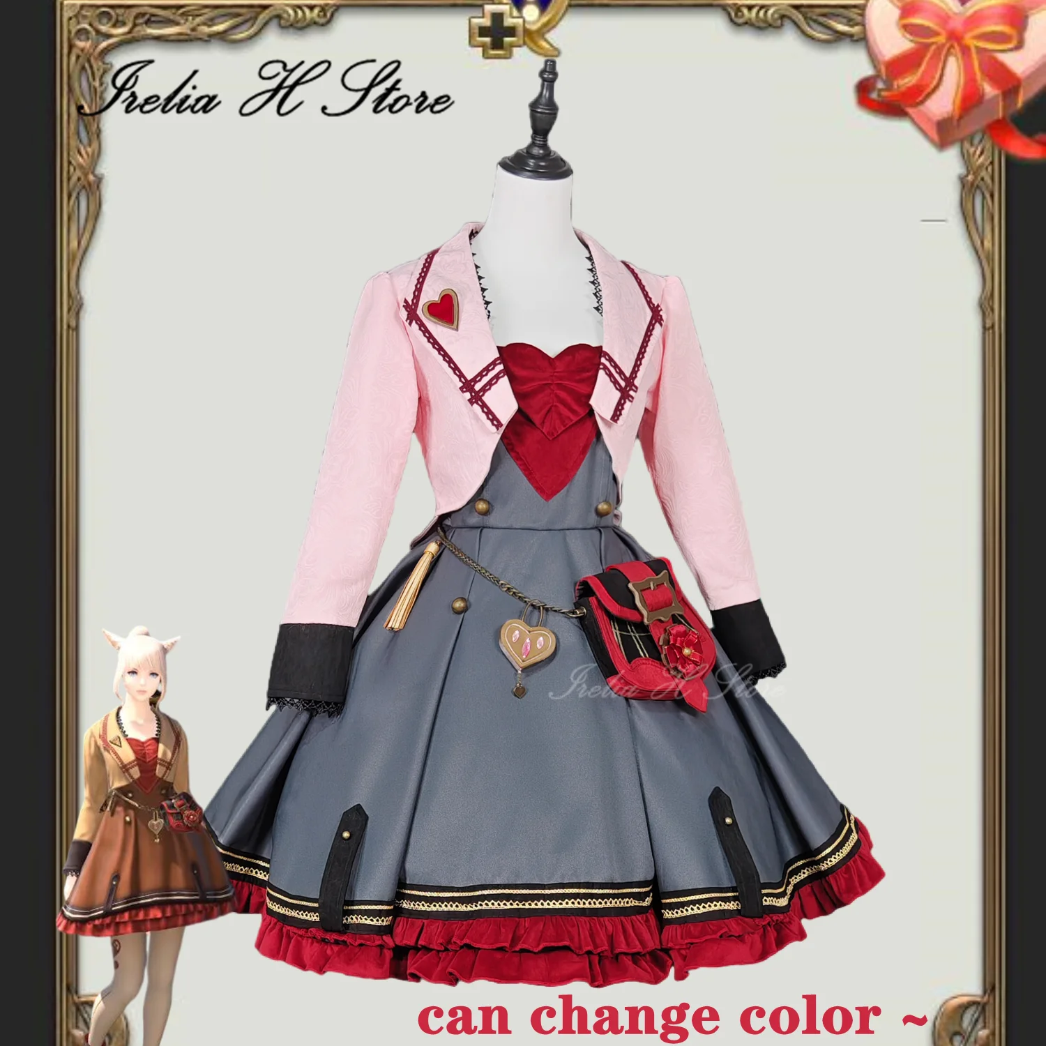 Irelia H Custom size Final Fantasy XIV FF14 2023 Valentione's Day Valentione Emissary's Ruffled Dress Cosplay Costume dres