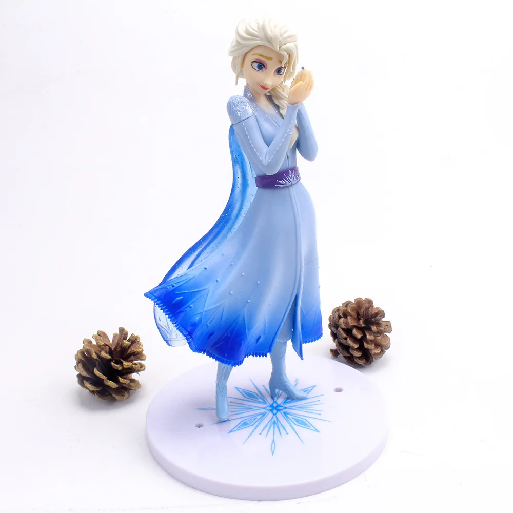 21cm Disney dondurulmuş kar kraliçe Elsa prenses Holding yangın ejderha el PVC Action Figure Anime oyuncak bebekler Kid hediye çocuk için