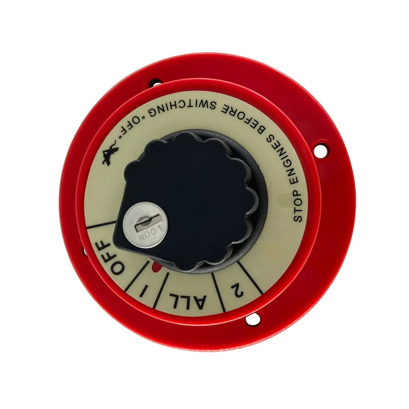 Red Nylon Round Battery Disconnect Switch 12V 4 Positions Waterproof Marine Master Isolator for Boat Car RV