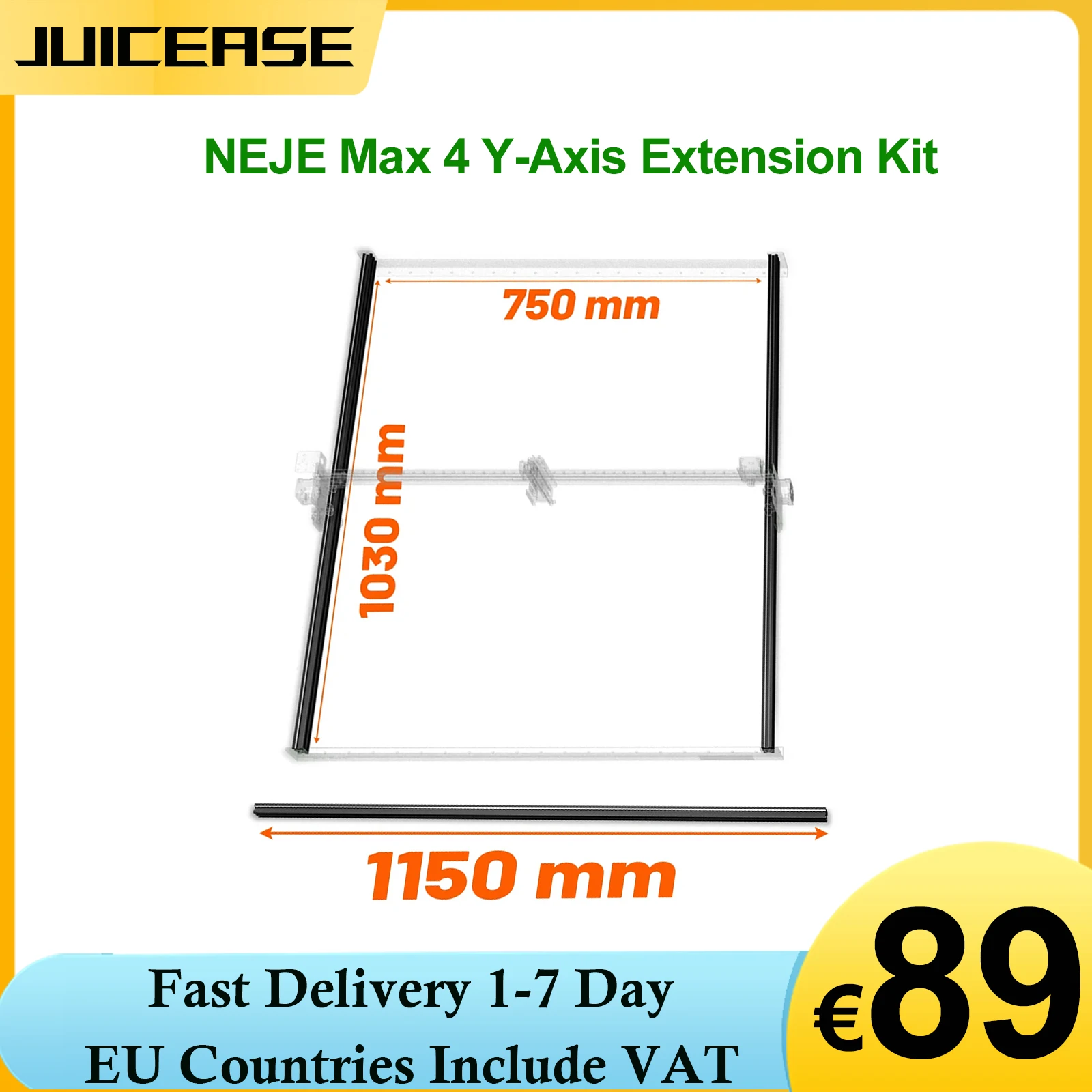 NEJE Max 4 Laser Engraving Y-Axis Extension Kit 1150MM Aluminum Profile For Max 4 Laser Cutter Engraver Machine Extension Tool