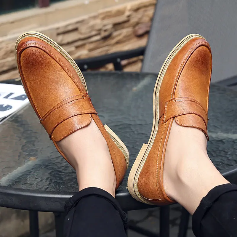 

Fashion Italian New Men Leather Shoes Formal Office Dress Shoes High Quality Party Wedding White Brown Footwear Oxfords Loafers