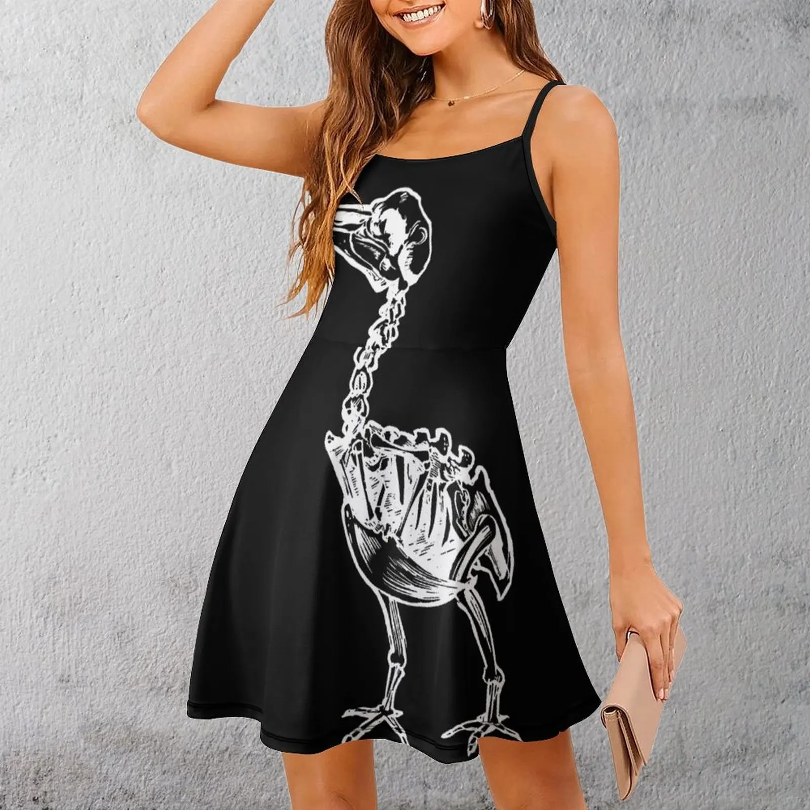 Exotic  Woman's Dress Dresses Dodo Bird Skeleton Dodo Bird Lover Extinct Dodo Women's Sling Dress Graphic Cool  Vacations Funny