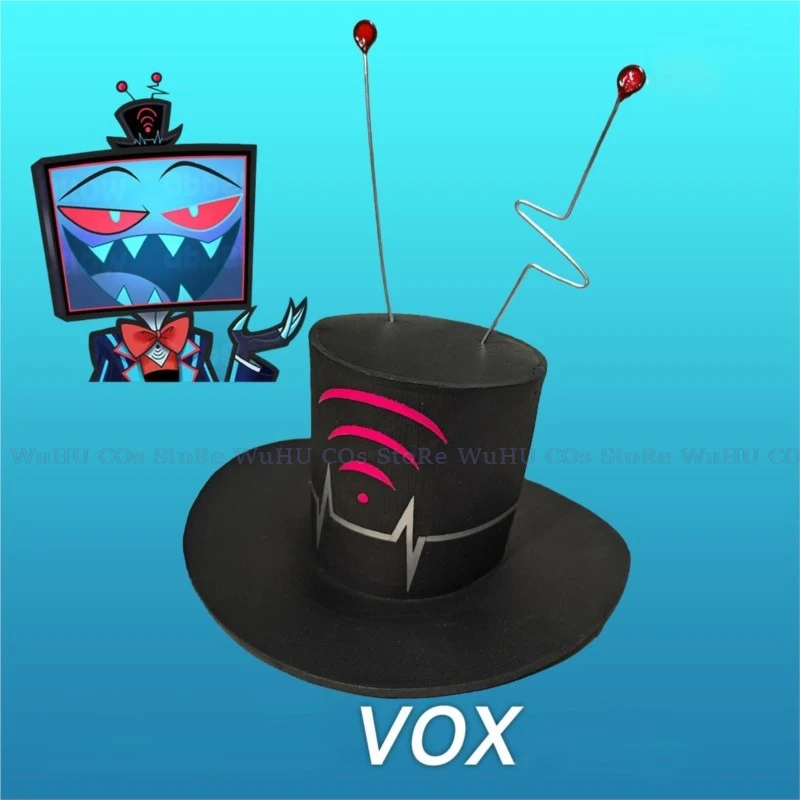 

Hazbin Cosplay Hotel Vox Cosplay Hat Vox Black Hat With Antenna Women Men Halloween Carnival Christmas Roleplay Prop Hat