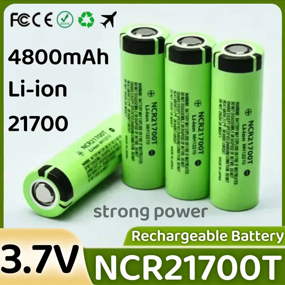 

100% /Original 21700 NCR21700T Lithium Rechargeable Battery 4800mAh 3.7 V 40A High-discharge Battery High-drain Li-ion Battery