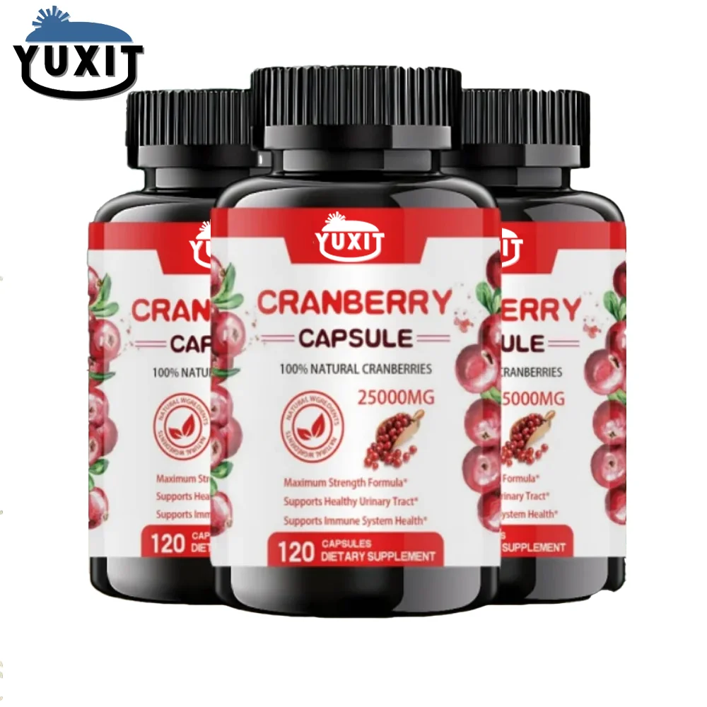 

YUXIT Cranberry Concentrated Extract Pill+vitamin C | 30000 Mg | 120 Capsules | Triple Potency Formula | Non Gmo