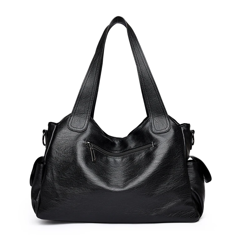 Damen Vintage PU-Leder Handtasche mit mehreren Reißverschlusstaschen, modische Schulter- und Umhängetasche für Arbeit, Alltag und Reisen – Detail 18