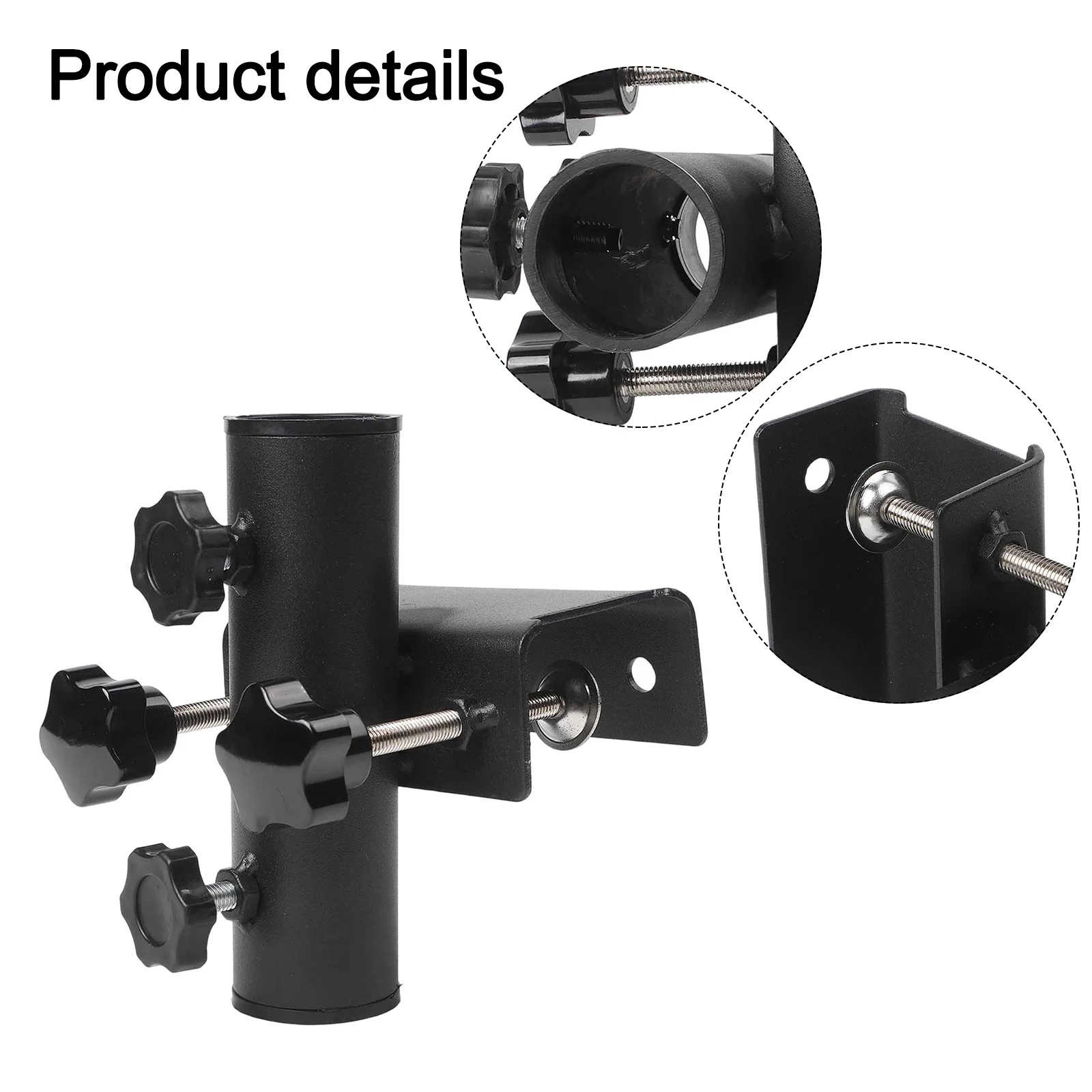 Metal Balcony Umbrella Clamp Stand For Deck Railing And Garden Fence, Fixed Clip Fits For 23-38mm Diameter Umbrellas