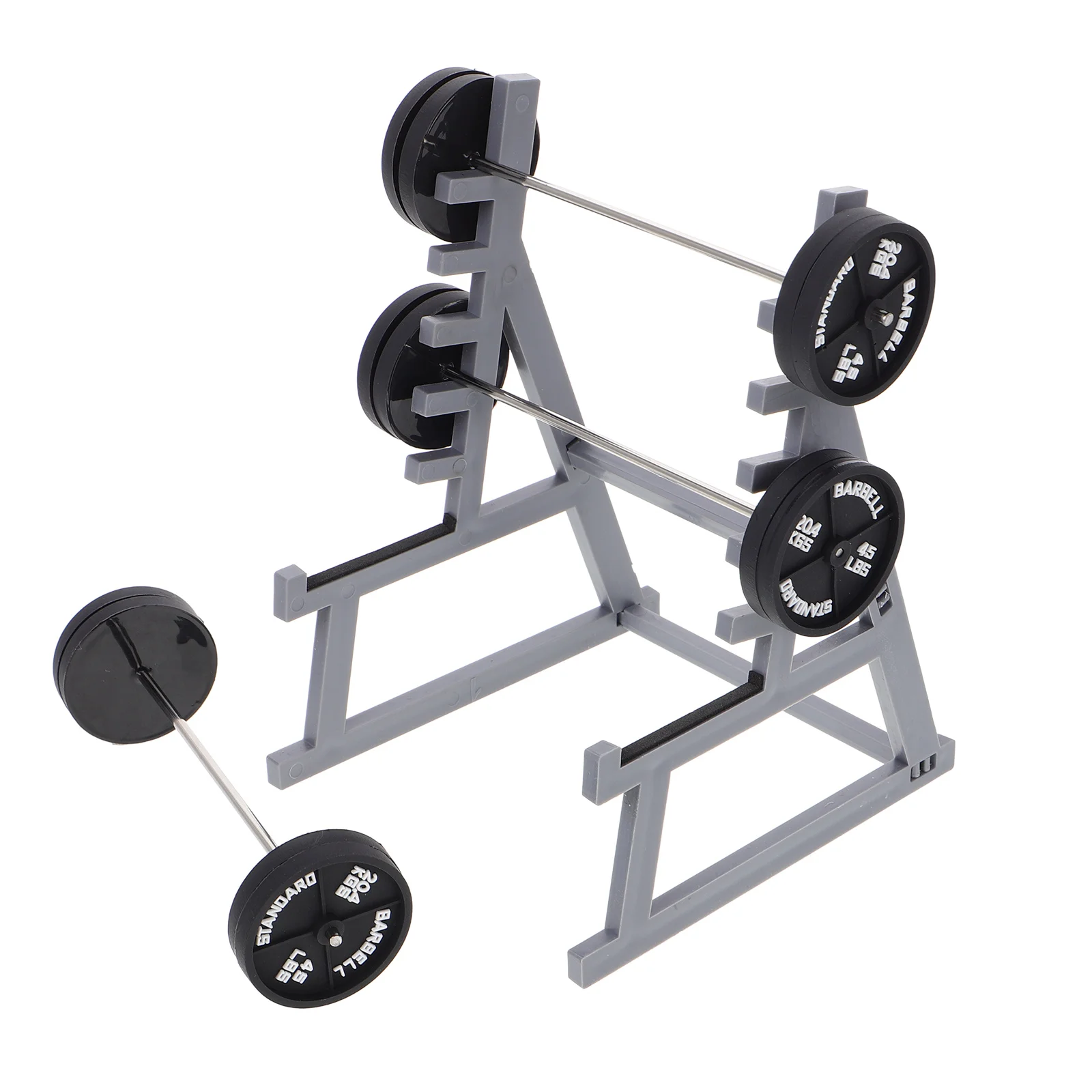 Fitness Barbell Ornaments Display Stand Dollhouse Rack Furniture Miniature Office Shelves