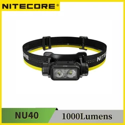 NITECORE NU40 1000Lumens High performance lightweight USB-C Rechargeable Headlamp Built-in 18650 Battery