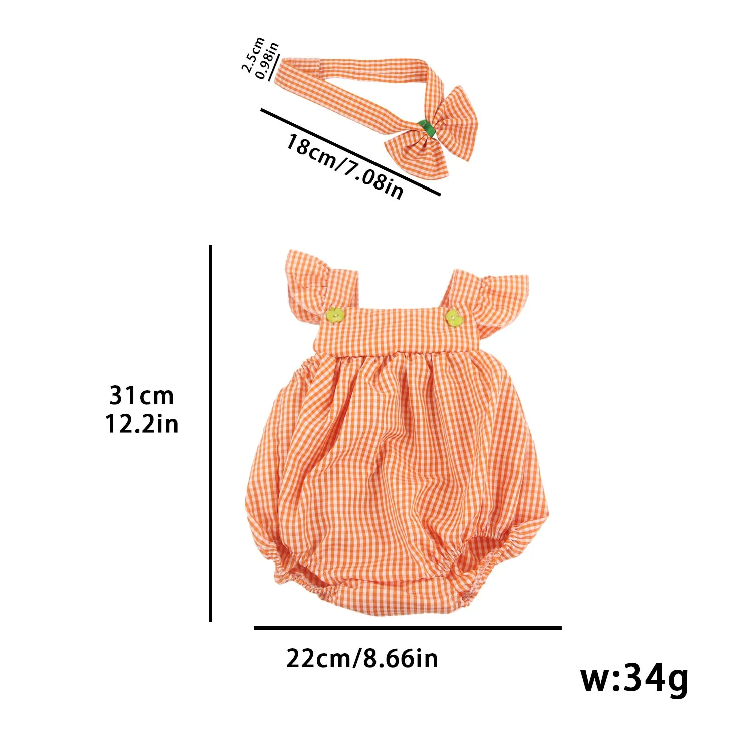 Saia xadrez amarela e roupa hairband para reborn girl, vestido de boneca, terno de roupas, acessórios de brinquedos, 55cm, 22"