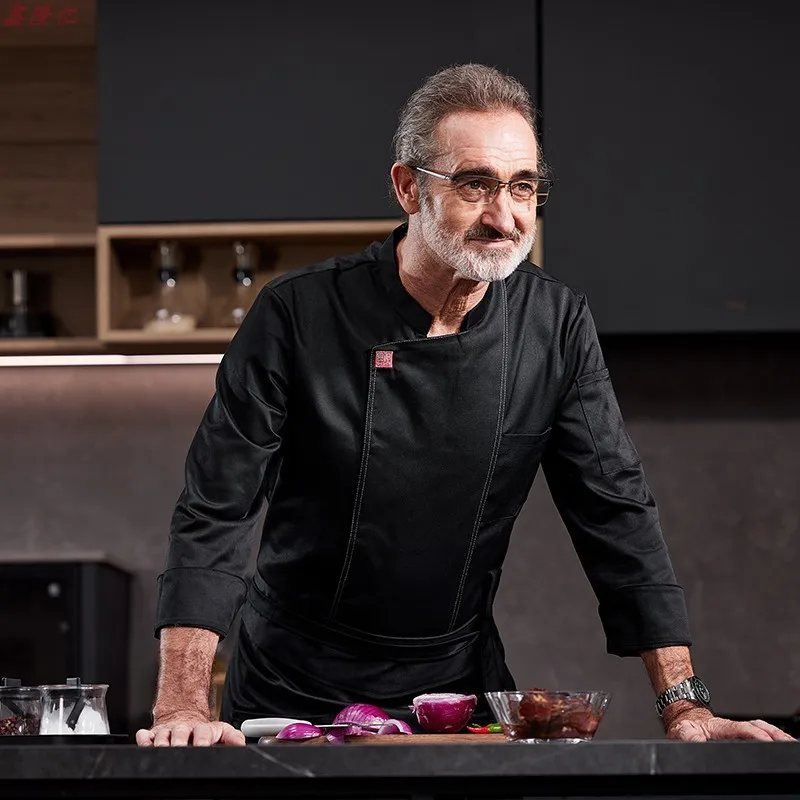 Catering Hotel restaurante cocina uniforme de trabajo de manga larga pastelería panadería camarero uniforme de Chef para hombres