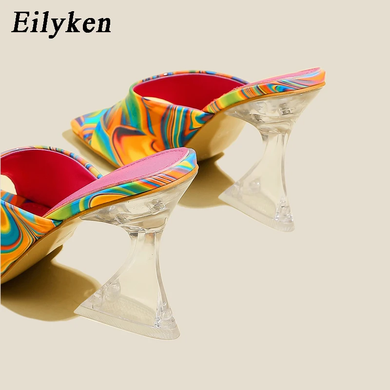 Eilyken Camouflage Transparent Strange High Heels Woman Slippers Sandals Square Toe Mules Lady Pumps Slides Size 35-42