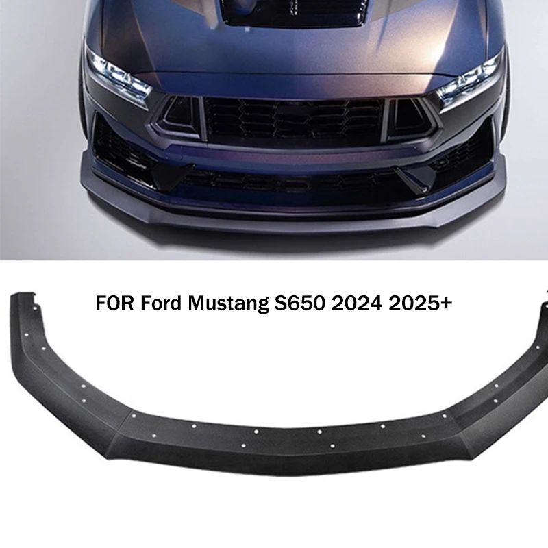 new FIT FOR Ford Mustang S650 2024 2025+ Glossy black ABS Front Bumper Lip Spoiler Body kit 3PCS Bumper protection