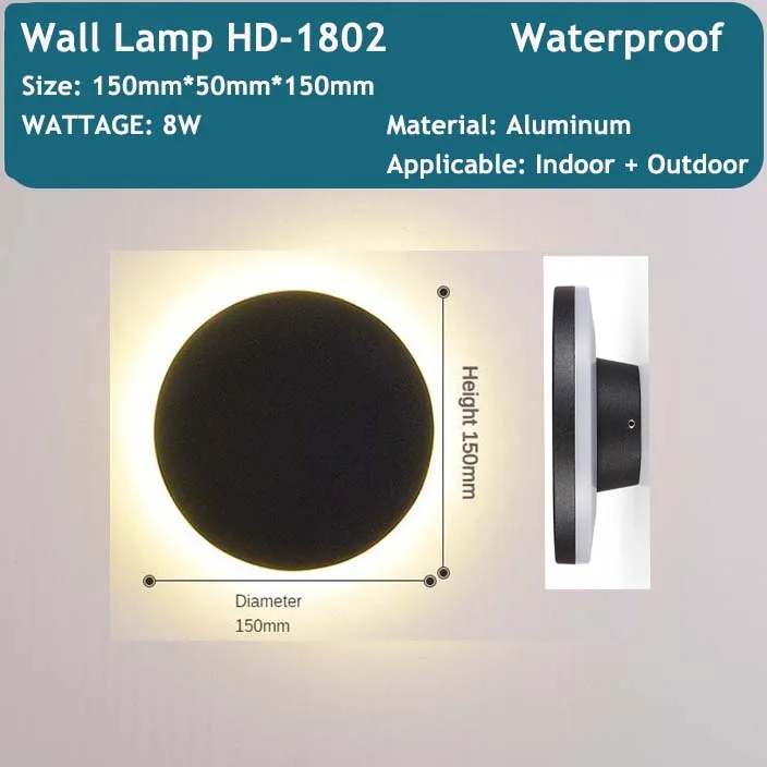 Impermeável Exterior External Sconce Lamp, Outdoor Wall Light, Iluminação varanda, jardinagem e decoração, Gardens Deco, AC85-260V, IP65