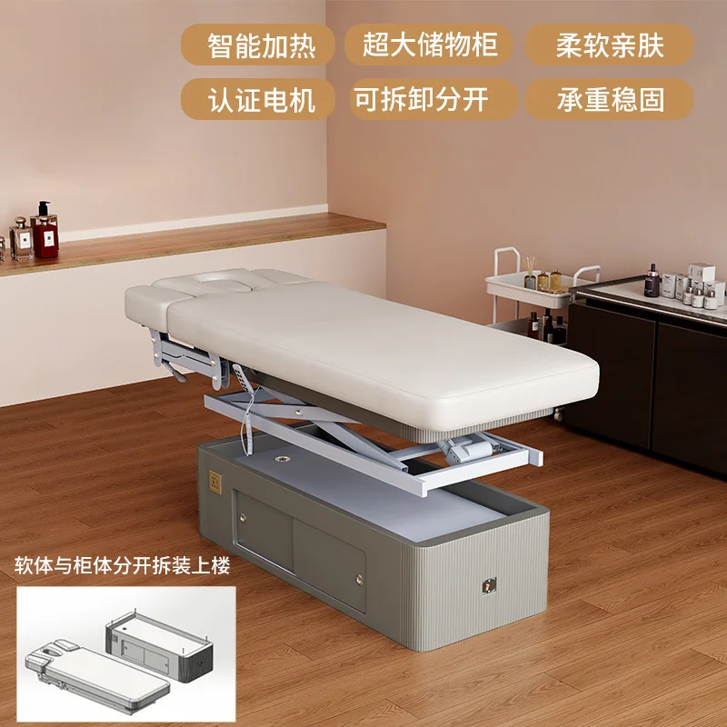 Electric lifting beauty bed, special bed for beauty salon, small apartment removable massage, heated physiotherapy massage bed