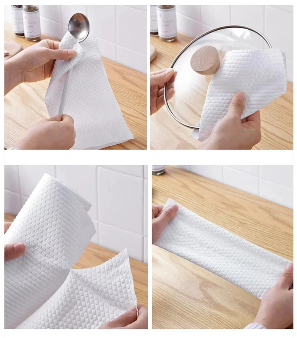 Reusable Cleaning Cloths Household Kitchen Disposable Rags Non-woven Dish Rag Wash Paper Towels Non-stick Oil Dishcloths