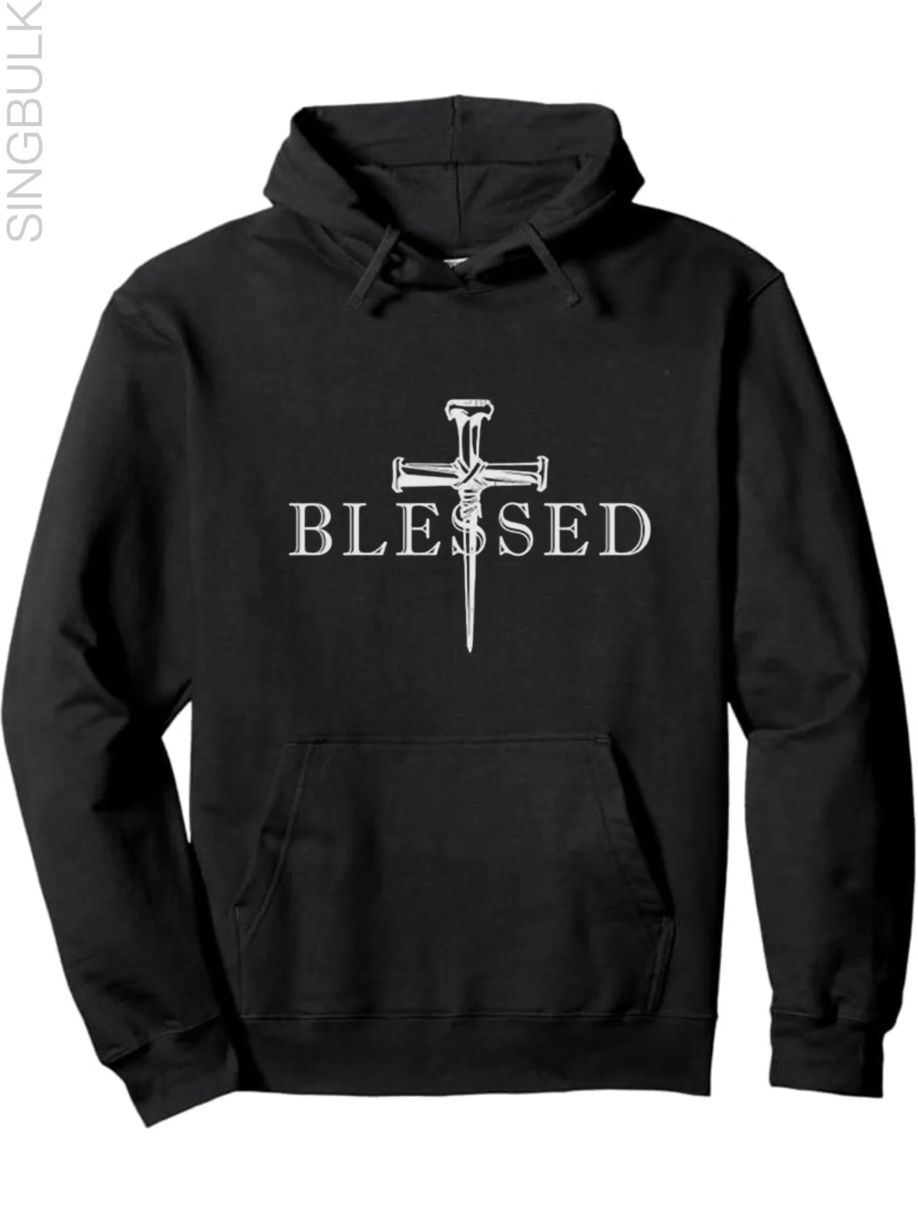

Men's Jesus Printed Cotton Blend Fleece Hooded Sweater