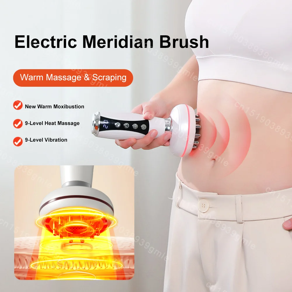 

Электрическая щетка-меридиан, микротоковый нагрев, физиотерапевтический массажер, инструмент для скребковой терапии, живот, спина, Гуа Ша, сжигатель жира