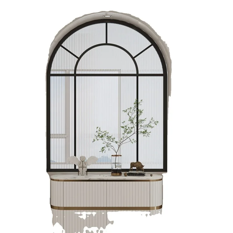 

American glass screen partition, French home wrought iron retro arch decoration