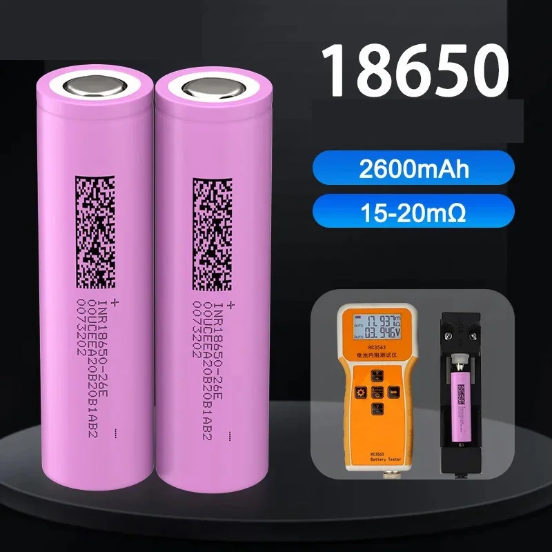 2600mAh 3.7V INR18650-26E Battery Genuine 18650 20A Rechargeable 18650 Lithium Ion Battery for Toys Power Tools Flashlight