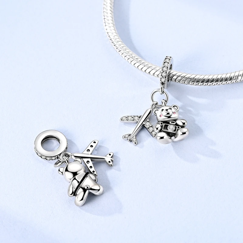 Charms Silver 925 Beads Fish Bear Shoes Tiger Snowflakes Charms Fit Women Original Bracelet Necklace Jewelry Gift