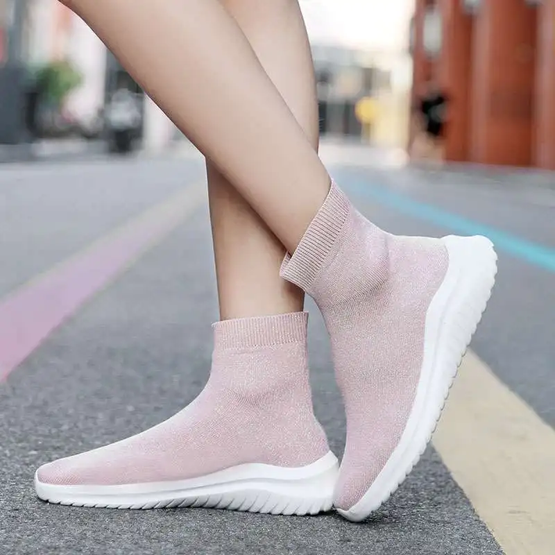 MWY Women\'s Sports Shoes Ankle Socks Boot Soft Lightweight Sneakers For Women Zapatillas Mujeres Male Running Shoes Size 36-45