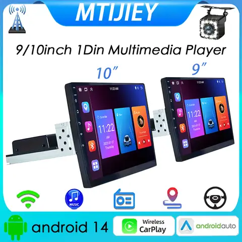 MTIJIEY 1din 4 코어 2G 64G 9 10 인치 Carplay 안드로이드 라디오 멀티미디어 CarPlay 안드로이드 자동 스테레오 수신기 플레이어 1DIN GPS