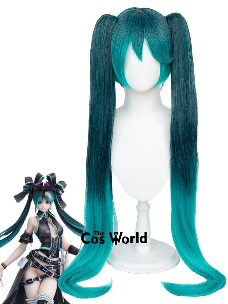 Miku Karune SHI-E Peluca de cosplay de anime larga y recta de 100 cm/39 pulgadas, pelo sintético + gorro para peluca