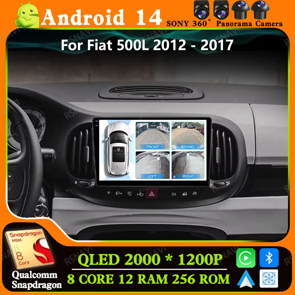 Andoird 14 Car Radio For Fiat 500L 2012 - 2017 GPS Stereo Viedo Player Head Unit Multimedia Wireless Carplay Auto DSP Navigation