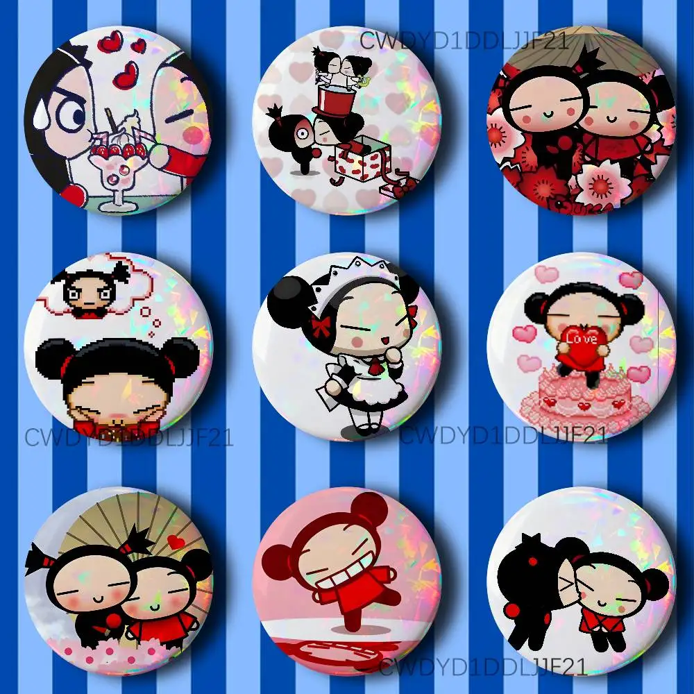 

Cute Cartoon Pucca Garu Badge Handmade Button Brooch for Backpack Hat Shirt Accessories Gifts
