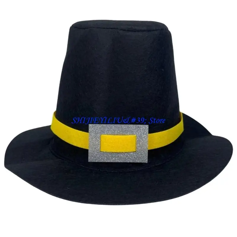 E21F Classical Pilgrims Hat with Buckles Design for Women Men Various Occasion Formal Event Holiday Gathering Headwear