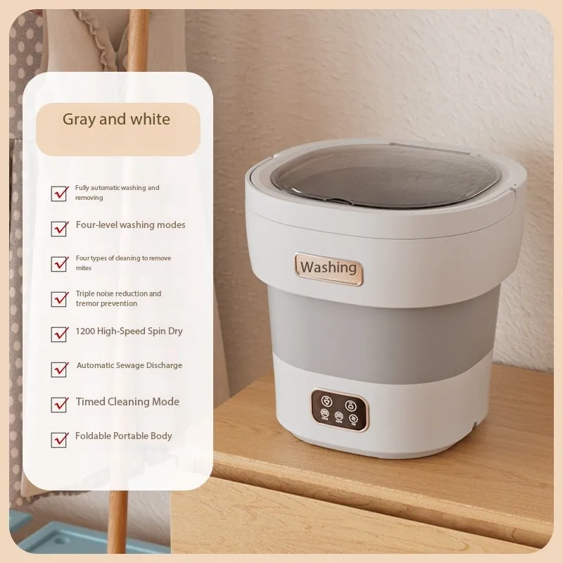 Portable 8 L Mini Washing Machine Three Deep Cleaning Modes Plastic for Apartment Dorm RV Camping Underwear Travel Laundry