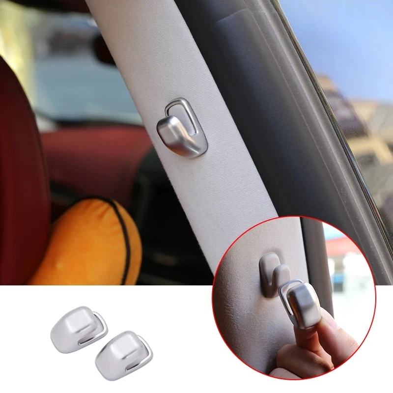 2Pcs Chrome B Pillar Hook Trim Cover Interior Styling Accessories For Maserati Levante 2016