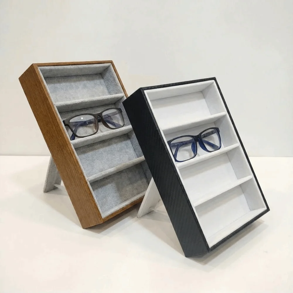 High Quality 4‑Slot Glasses Storage Box Portable Durable Sunglasses Display Case Display Optical Display Case Store Display